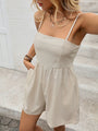 Zenna Casual simple linen solid color suspender tube top jumpsuit shorts