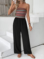 Natha Casual simple jumpsuit elastic stitching striped jumpsuit