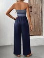 Natha Casual simple jumpsuit elastic stitching striped jumpsuit