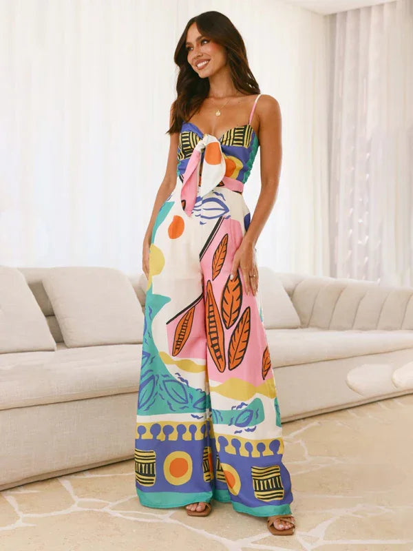 Tamara Fashion digital printed chest strap jumpsuit