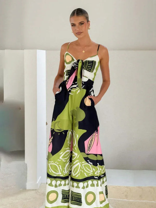 Tamara Fashion digital printed chest strap jumpsuit