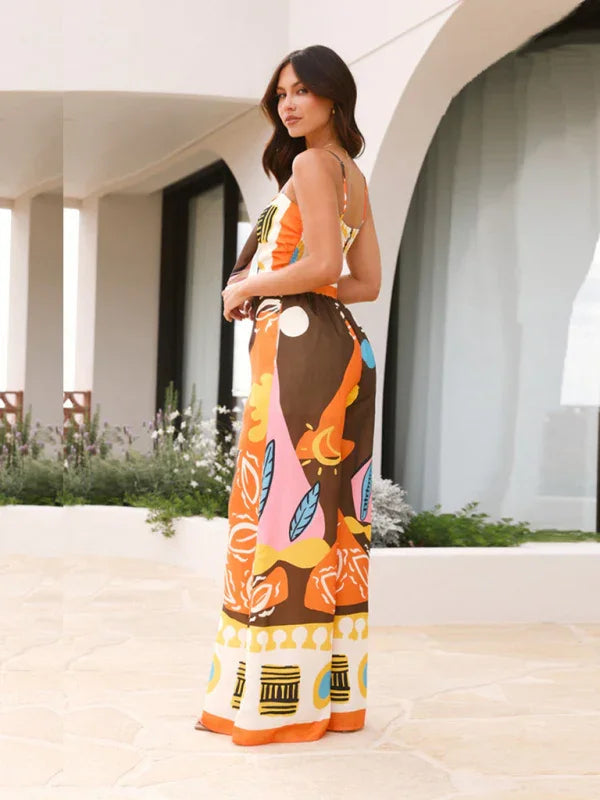 Tamara Fashion digital printed chest strap jumpsuit