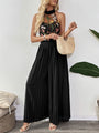 Robin Sleeveless See-through Neck Lace Embroidery Splicing Wide Leg Jumpsuit