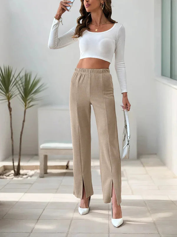 Mariotis solid color split straight trousers