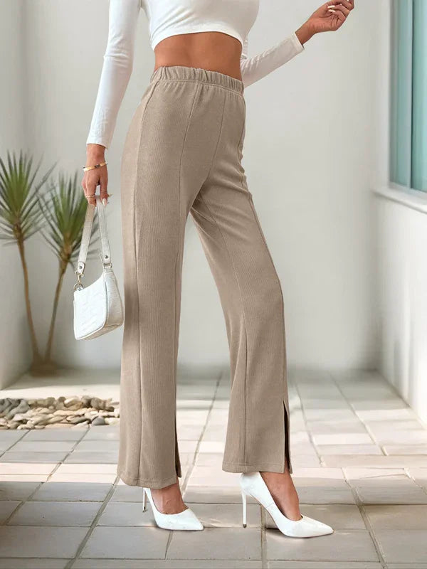 Mariotis solid color split straight trousers