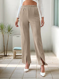 Mariotis solid color split straight trousers