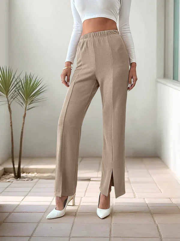 Mariotis solid color split straight trousers