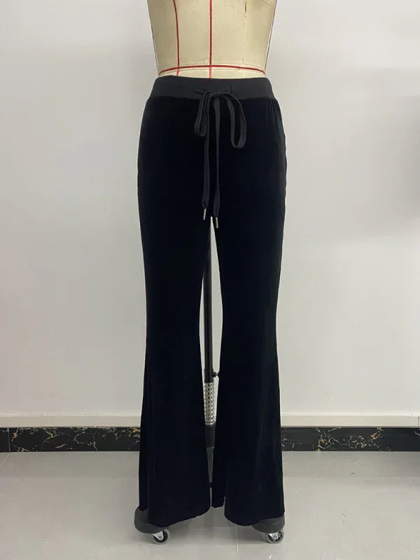 Lazie style hot girl velvet flared trousers