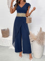 Channel Casual simple and elegant lace splicing V-neck jumpsuit
