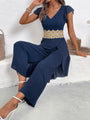 Channel Casual simple and elegant lace splicing V-neck jumpsuit