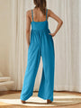 Paola casual suspender sleeveless square neck wide leg jumpsuit