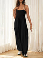 Paola casual suspender sleeveless square neck wide leg jumpsuit