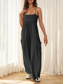Paola casual suspender sleeveless square neck wide leg jumpsuit