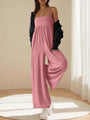 Paola casual suspender sleeveless square neck wide leg jumpsuit