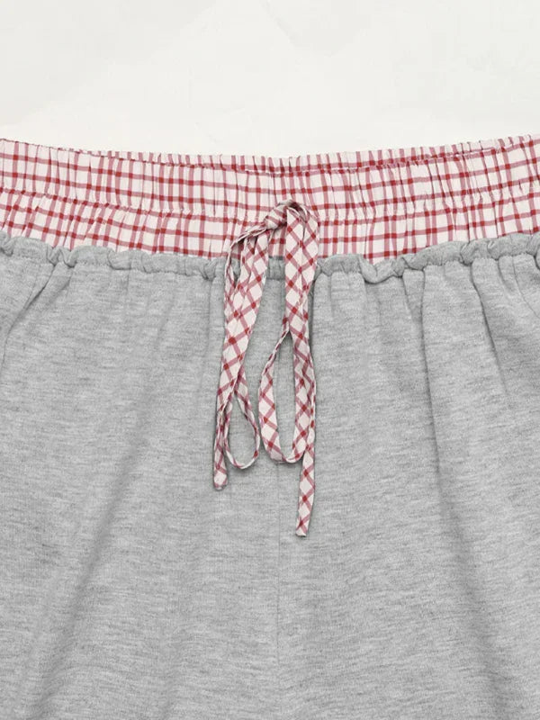 Michel contrast color stitching straight trousers casual pants