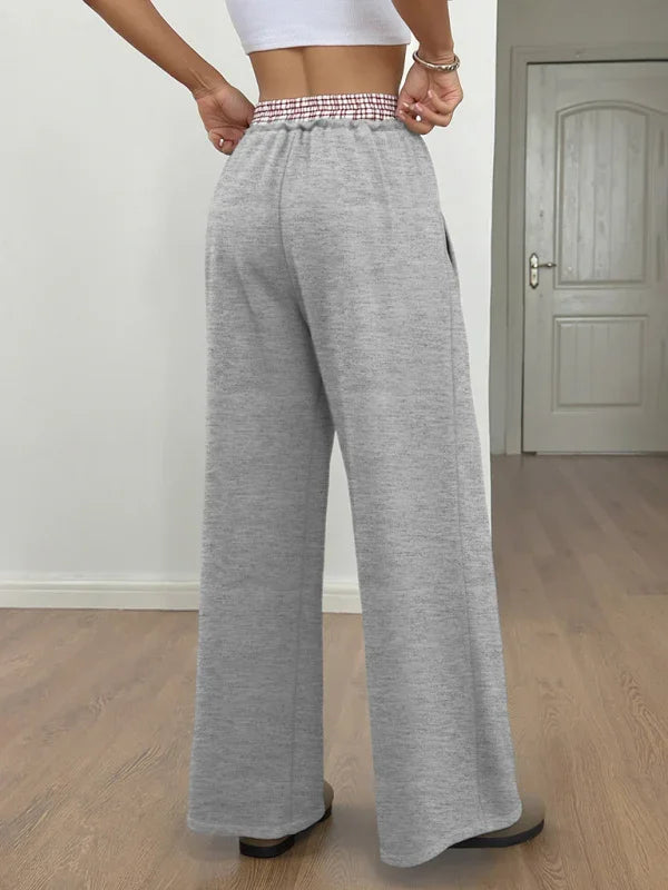 Michel contrast color stitching straight trousers casual pants