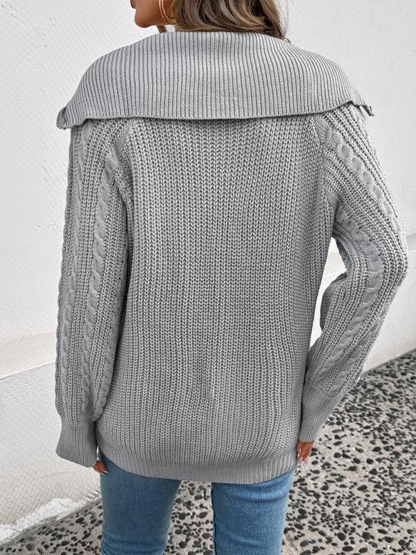 Piscataway Lapel Cable Zip Sweater