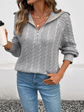 Piscataway Lapel Cable Zip Sweater