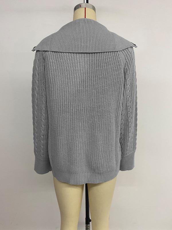 Piscataway Lapel Cable Zip Sweater