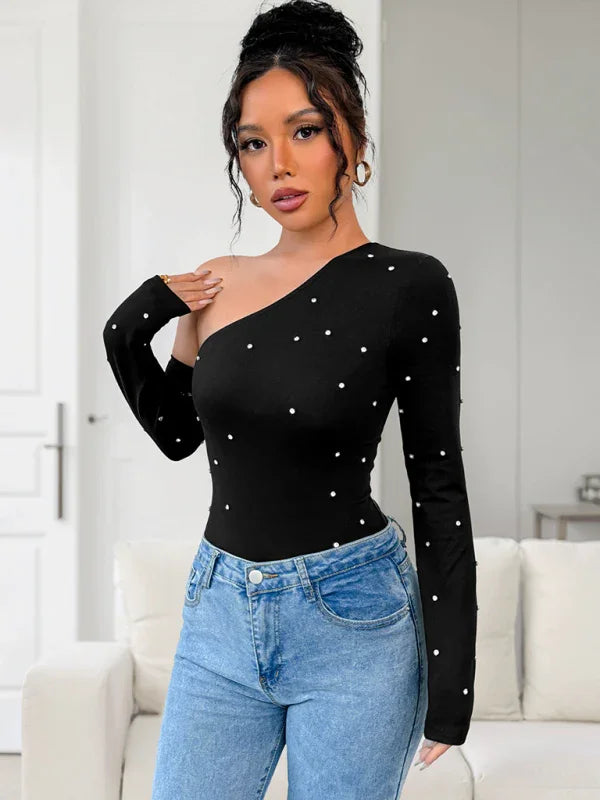 Fina Fashion Slim Hot Girl Long Sleeve T-shirt Bodysuit