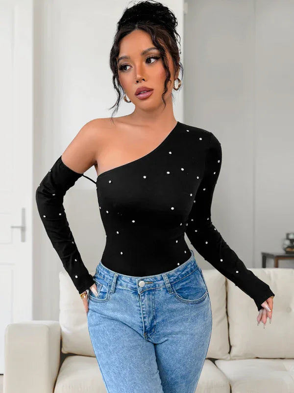 Fina Fashion Slim Hot Girl Long Sleeve T-shirt Bodysuit