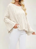 Bogota Round neck short cable knit loose solid color sweater