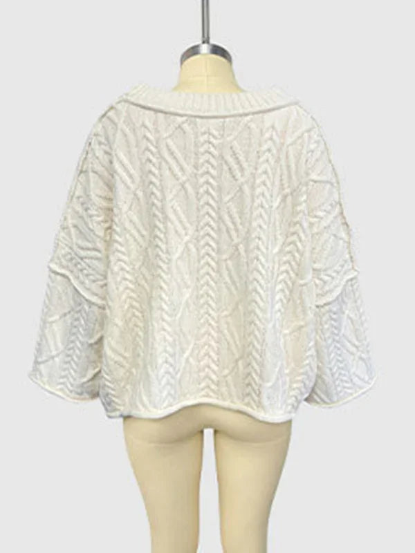 Bogota Round neck short cable knit loose solid color sweater