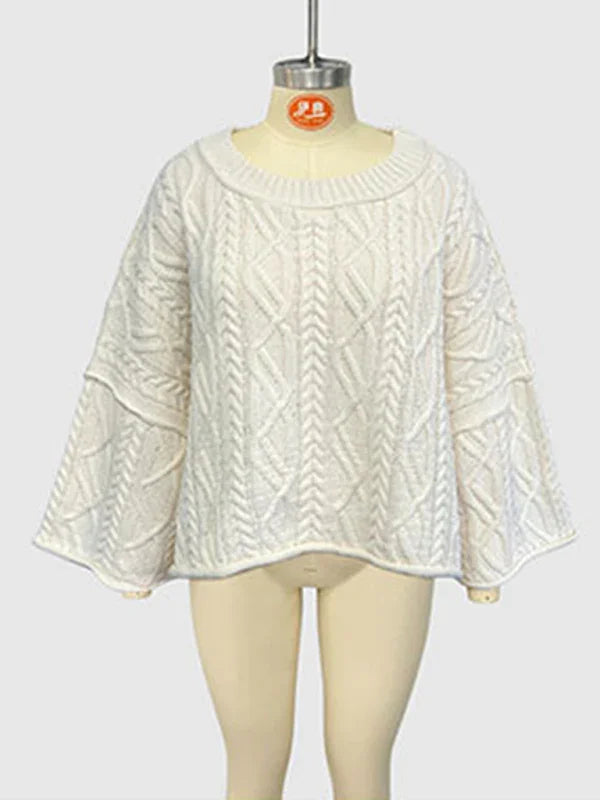 Bogota Round neck short cable knit loose solid color sweater