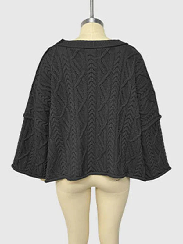 Bogota Round neck short cable knit loose solid color sweater