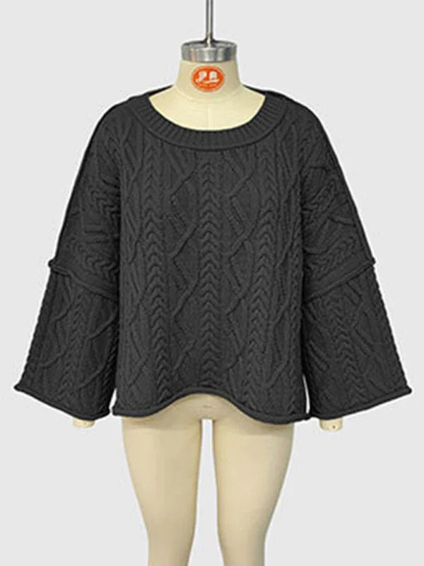Bogota Round neck short cable knit loose solid color sweater