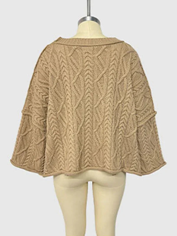Bogota Round neck short cable knit loose solid color sweater