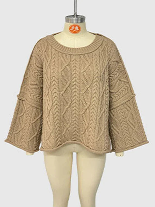 Bogota Round neck short cable knit loose solid color sweater