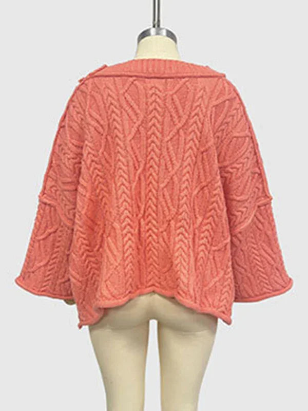 Bogota Round neck short cable knit loose solid color sweater