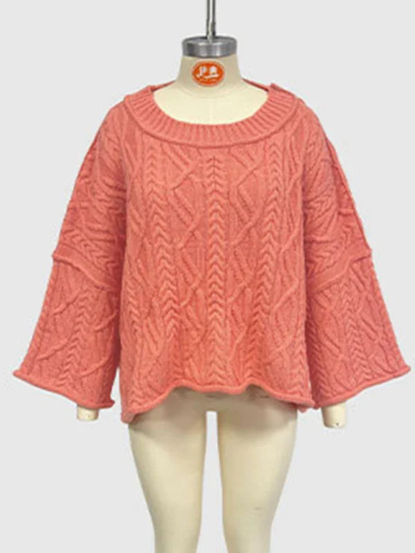 Bogota Round neck short cable knit loose solid color sweater