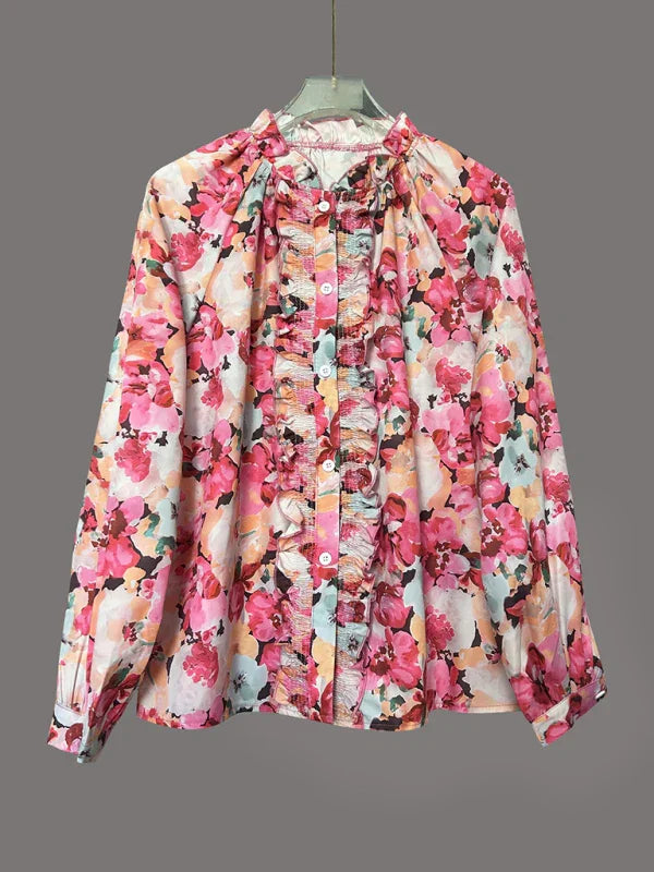 Viola Floral print crew neck long-sleeved shirt top