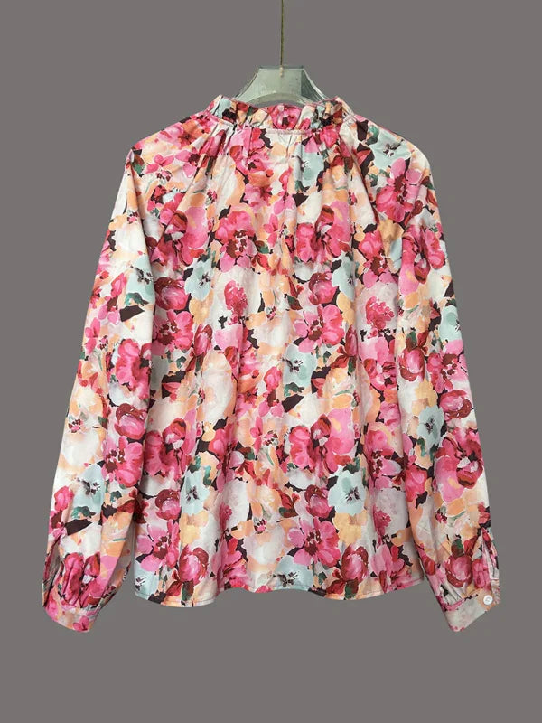 Viola Floral print crew neck long-sleeved shirt top