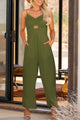India Smocked Spaghetti Strap Wide Leg Jumpsuits - Vestir en Moda