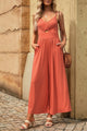 India Smocked Spaghetti Strap Wide Leg Jumpsuits - Vestir en Moda