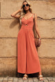 India Smocked Spaghetti Strap Wide Leg Jumpsuits - Vestir en Moda