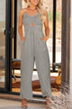 India Smocked Spaghetti Strap Wide Leg Jumpsuits - Vestir en Moda