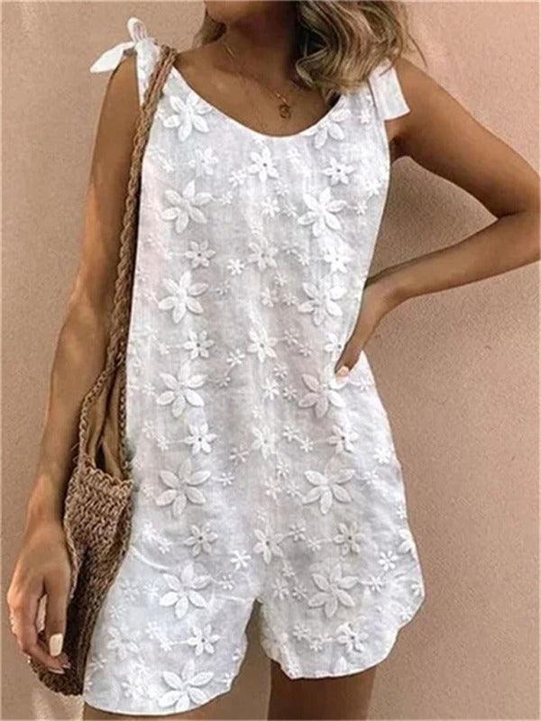 Inés Women Embroidered Fabric Strap Rompers - Vestir en Moda