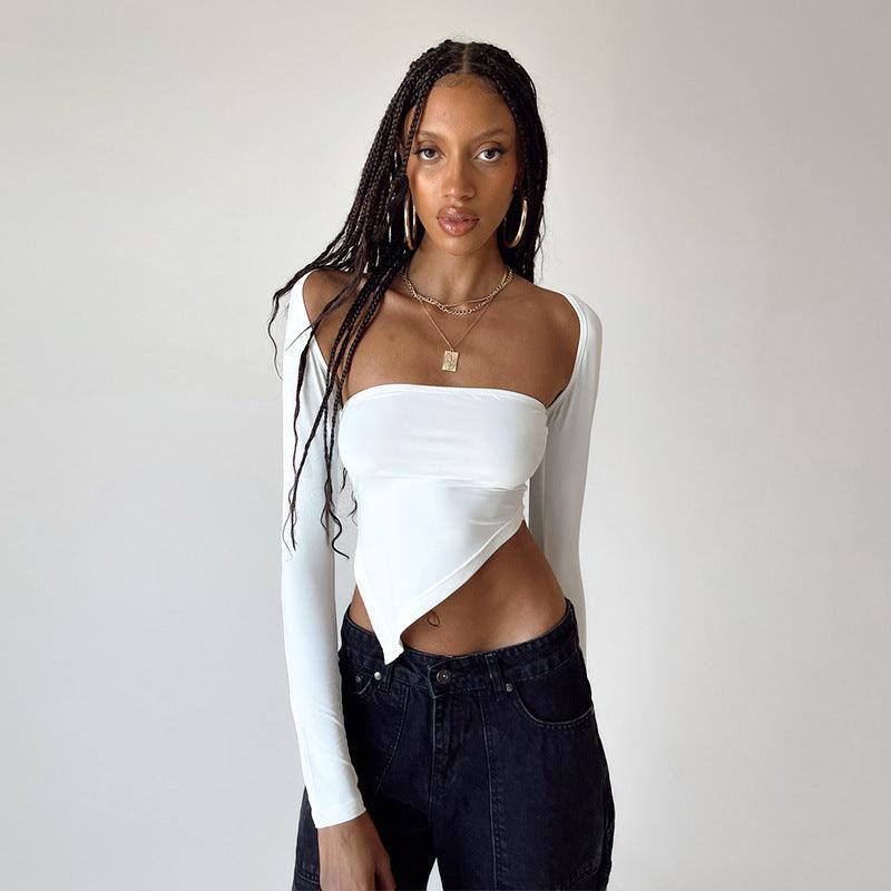 Iris Solid Color Long Sleeve Shawl off Shoulder Blouse - Vestir en Moda