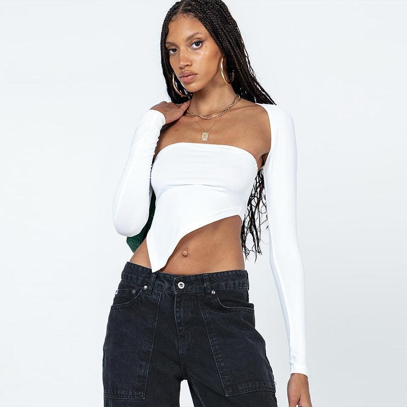 Iris Solid Color Long Sleeve Shawl off Shoulder Blouse - Vestir en Moda