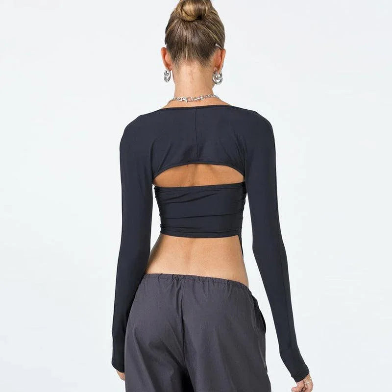 Iris Solid Color Long Sleeve Shawl off Shoulder Blouse - Vestir en Moda