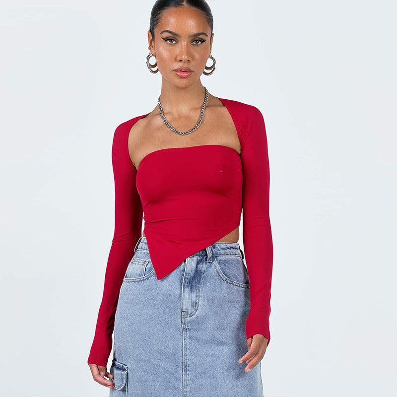 Iris Solid Color Long Sleeve Shawl off Shoulder Blouse - Vestir en Moda