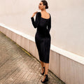 Isabella Sexy Hollow Out Cutout Tight Waist Sheath Graceful Velvet Dress - Vestir en Moda