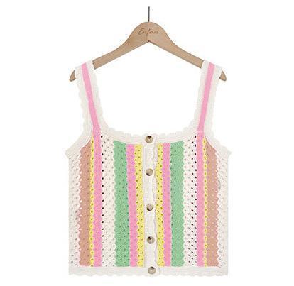 Isabella Stitching Contrast Color Knitwear Tank Tops - Vestir en Moda