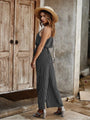 Isla Striped Spaghetti Straps Sleeveless Straight Leg Jumpsuits - Vestir en Moda