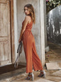 Isla Striped Spaghetti Straps Sleeveless Straight Leg Jumpsuits - Vestir en Moda