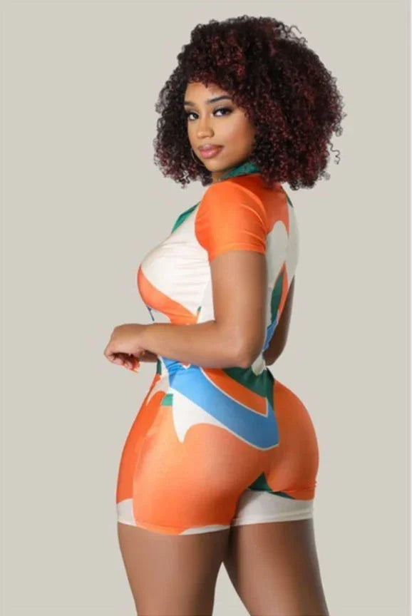 Multicolor Spandex Elegant Summer Moments Romper